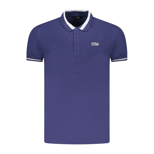 Tricou polo pentru bărbați Cavalli Class din bumbac albastru