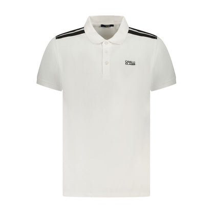 Tricou polo pentru bărbați Cavalli Class din bumbac alb