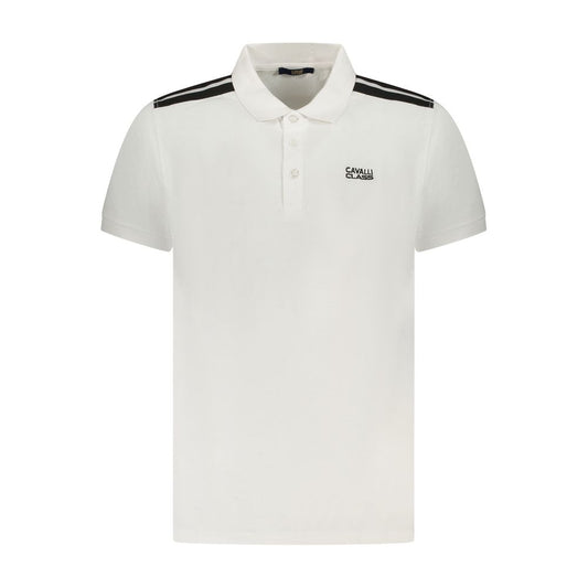 Tricou polo pentru bărbați Cavalli Class din bumbac alb