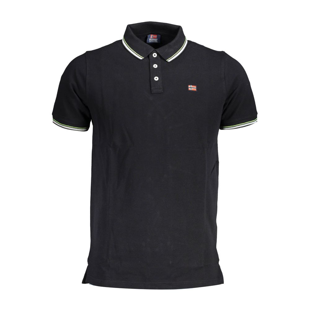 Tricou polo negru din bumbac pentru bărbați, Norway 1963