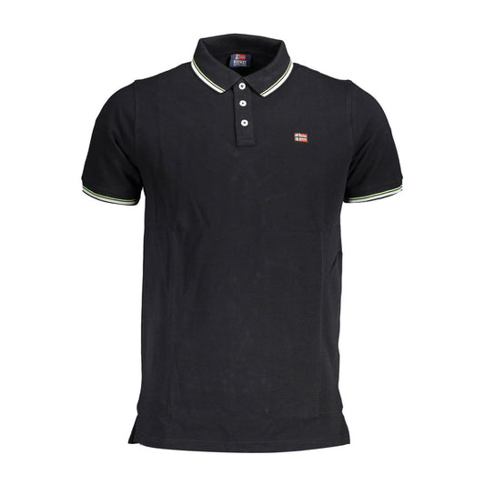 Tricou polo negru din bumbac pentru bărbați, Norway 1963