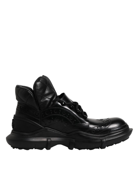 Dolce & Gabbana Black Leather Casual Mens Ankle Boots Shoes