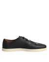 Dolce & Gabbana Black Leather Bee Crown Low Top Sneakers Shoes