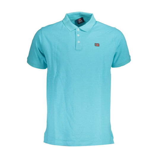 Tricou polo albastru din bumbac pentru bărbați, Norway 1963