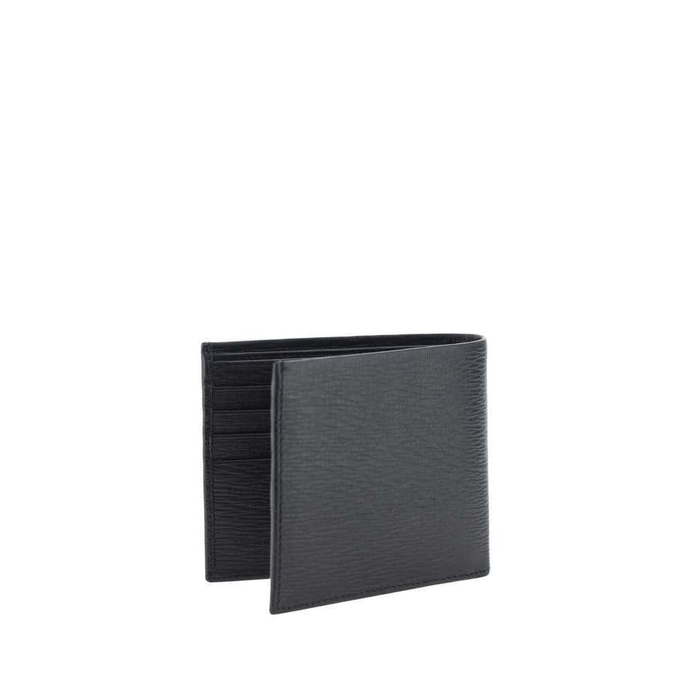 Ferragamo Black Calf Leather Bos Taurus Wallet