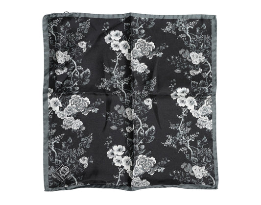Dolce & Gabbana Black Floral Silk Square Foulard Scarf