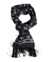 Dolce & Gabbana Black Silk Crown Fringes Men Foulard Scarf