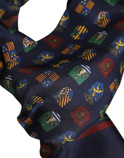 Dolce &amp; Gabbana Blåt Silketrykt Frynser Foulard Tørklæde