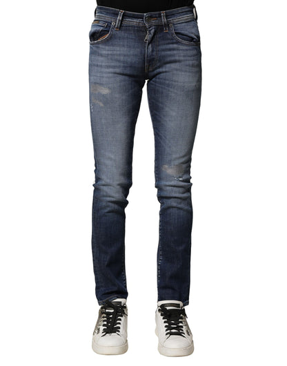 Dolce & Gabbana Blue Washed Cotton Slim Fit Men Denim Jeans