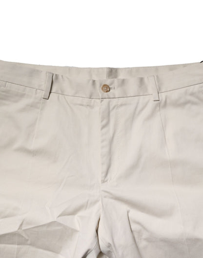 Dolce & Gabbana Beige Cotton Stretch Mid Waist Bermuda Shorts