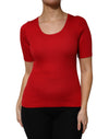 Dolce & Gabbana Red Round Neck Short Sleeves Pullover Top