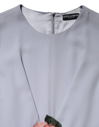 Dolce & Gabbana Gray Viscose ShortSleeve Sheath Midi Dress