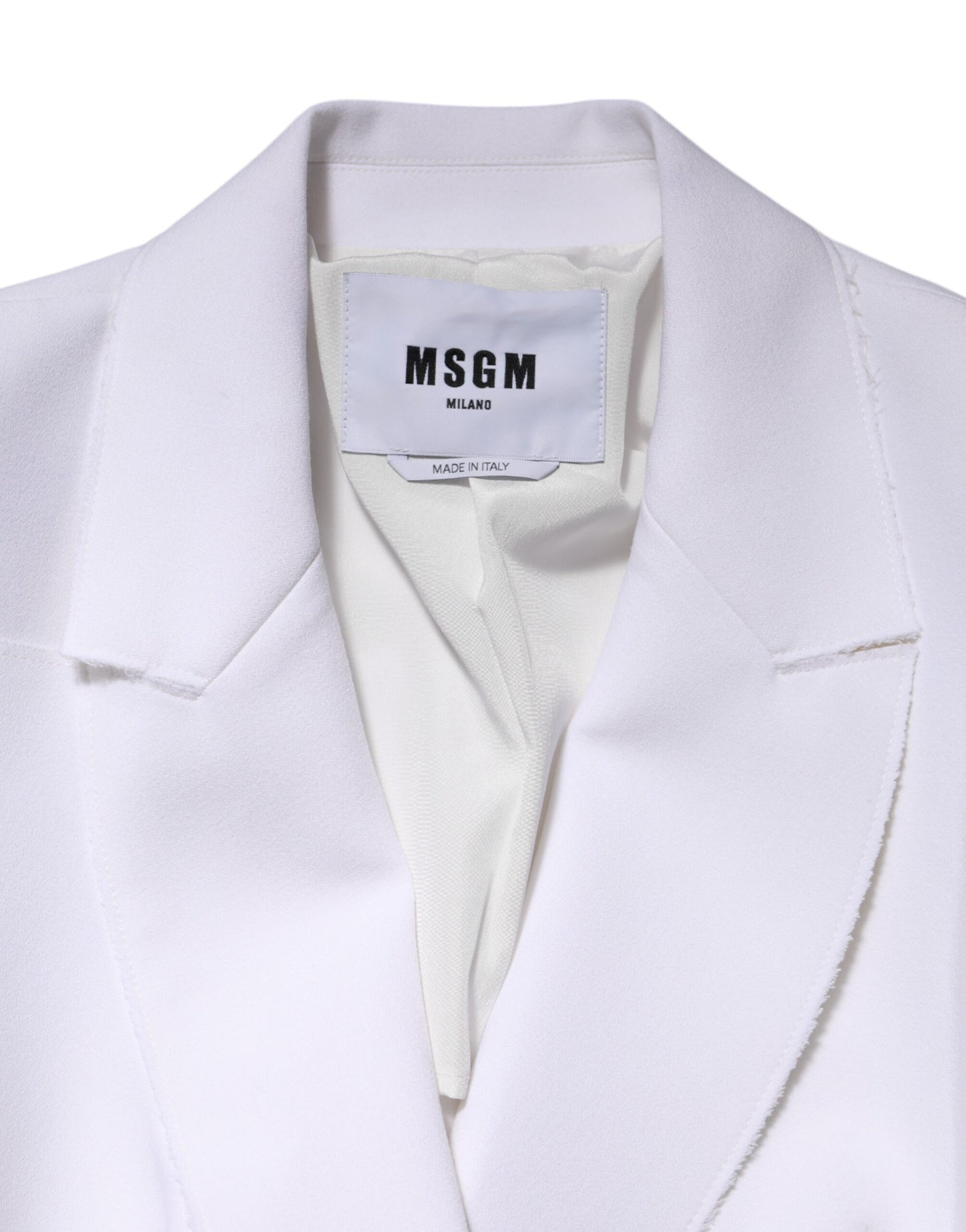 MSGM White Polyester Long Sleeves Ruffled Wrap Jacket