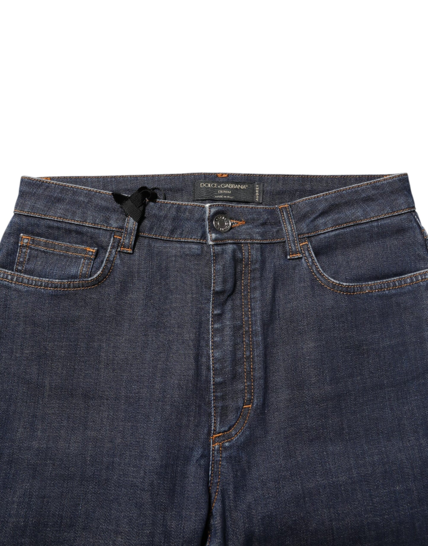 Dolce &amp; Gabbana Blå Queen Patch AUDREY Mellemhøj Talje Denim Jeans