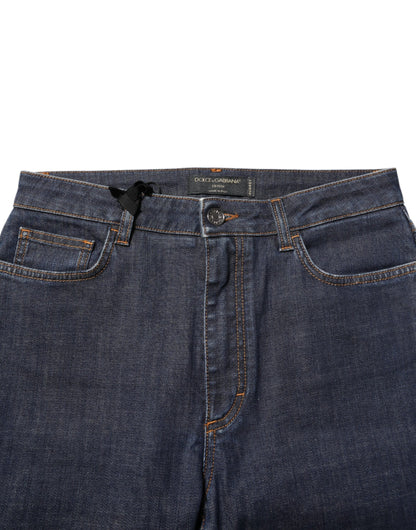 Dolce &amp; Gabbana Blå Queen Patch AUDREY Mellemhøj Talje Denim Jeans