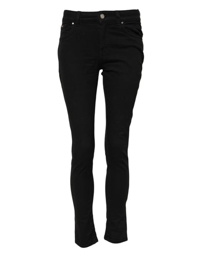 Dolce &amp; Gabbana Sorte Skinny Bomuld Mellemhøj Taljede Denim Jeans