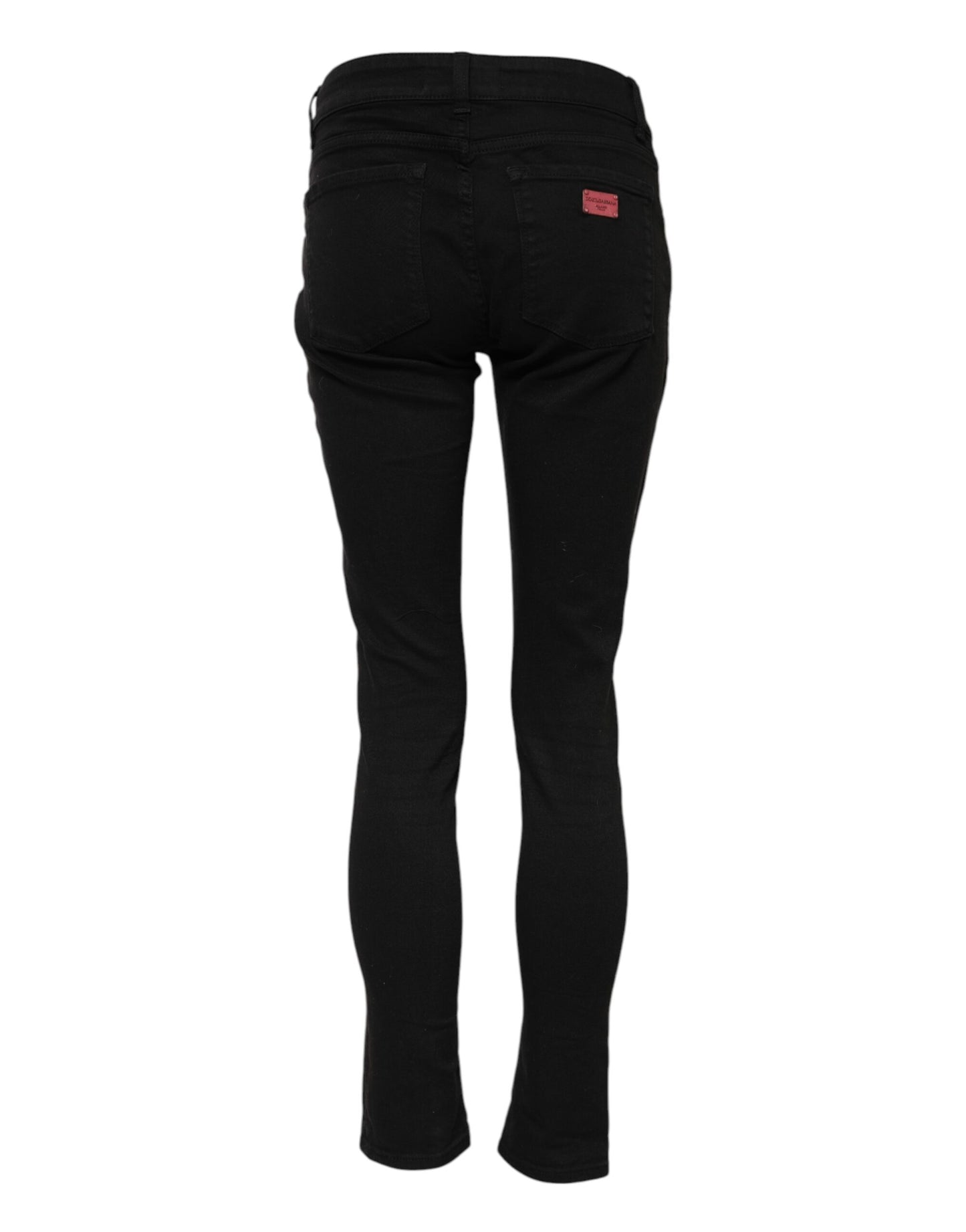 Dolce &amp; Gabbana Sorte Skinny Bomuld Mellemhøj Taljede Denim Jeans