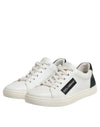 Dolce & Gabbana White Black Leather Lace Up Men Sneakers Shoes