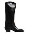 Dolce & Gabbana Black Leather High Boots Flats Shoes