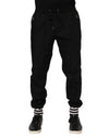 Dolce & Gabbana Black Cotton Logo Tape Men Jogger Pants