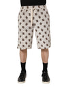 Dolce & Gabbana White Cotton DG Mania Print Men Bermuda Shorts