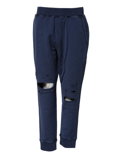 Dsquared² Blue Cotton Mid Waisted Jogger Pants