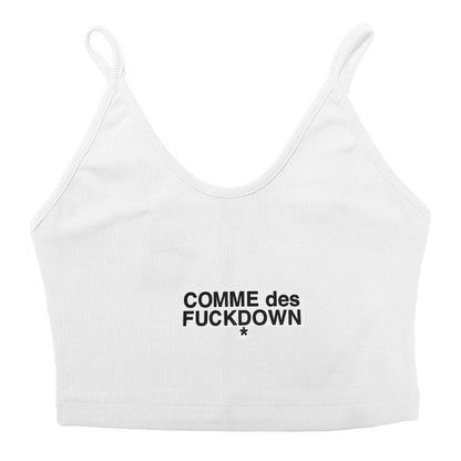 Comme Des Fuckdown White Cotton Women Crop Top