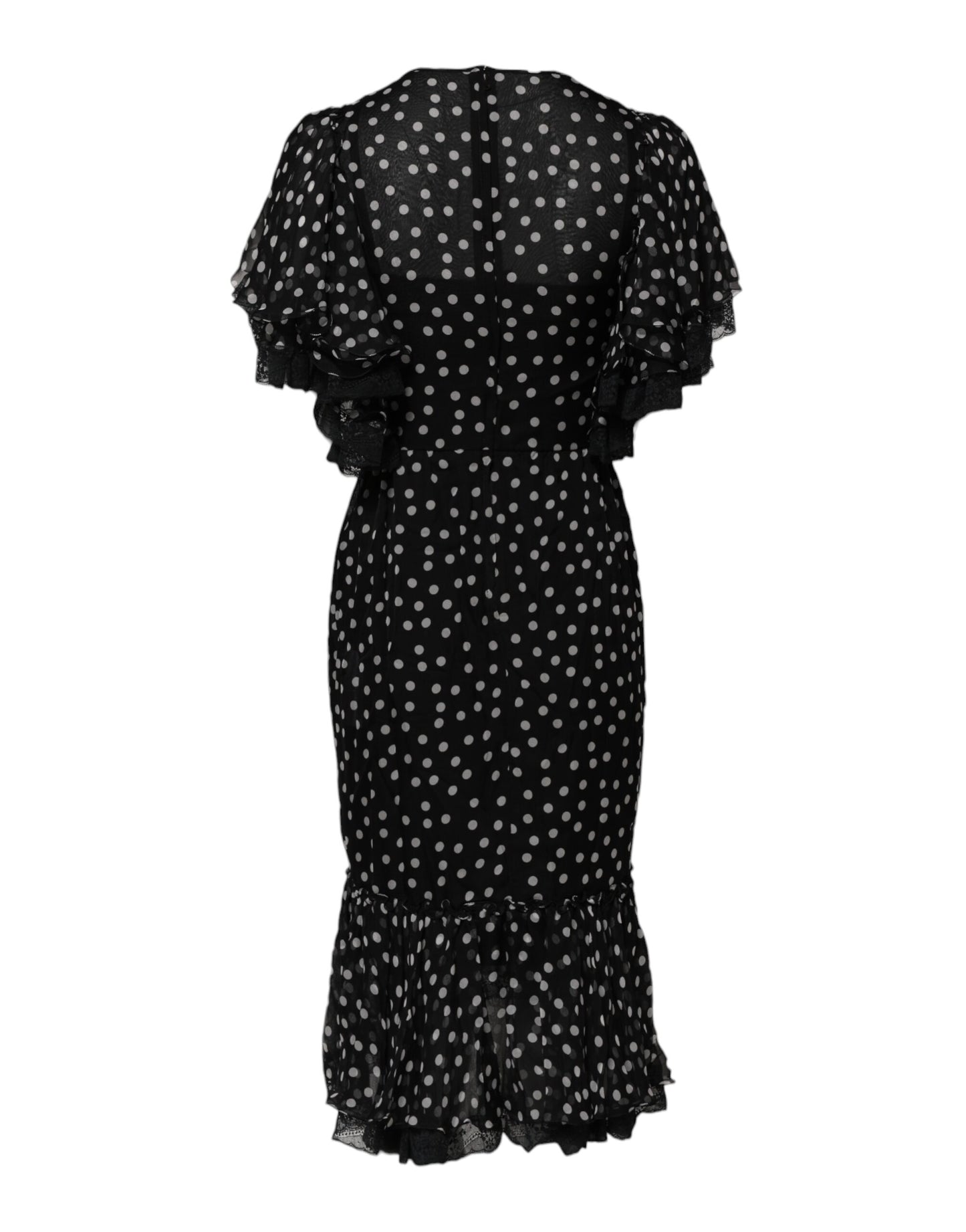 Dolce & Gabbana Black White Lace Polka Dot Chiffon Dress