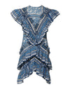 Philosophy di Lorenzo Serafini Blue Patterned Layered Short Sleeves Mini Dress