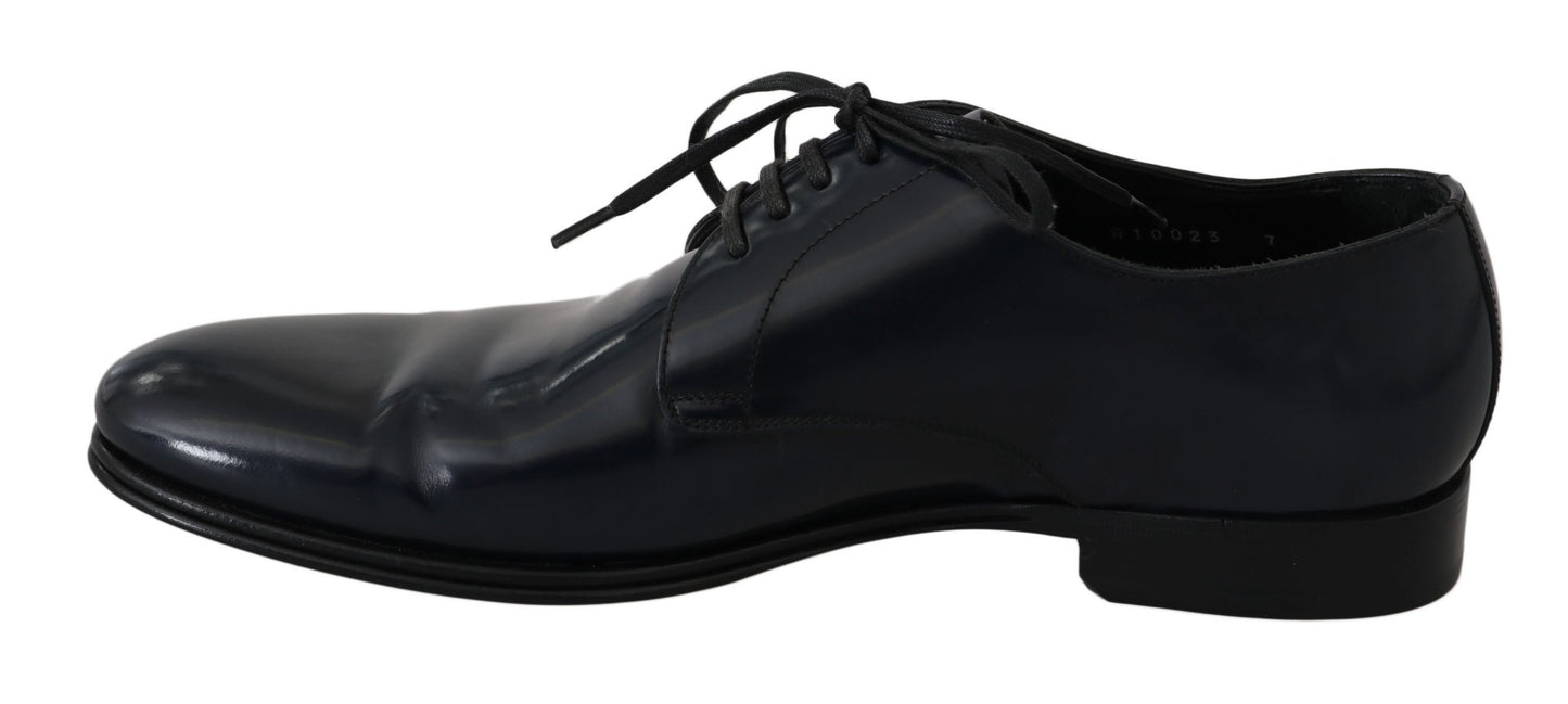 Dolce & Gabbana Elegant Dark Blue Leather Derby Dress Shoes