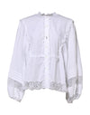 Dolce & Gabbana White Ruffled Lace Embellished Blouse Top