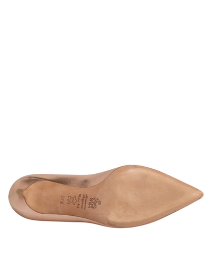 Prosperine Pink Leather Pumps Stiletto Heels Slip On Shoes