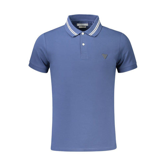 Tricou polo Guess Jeans albastru din bumbac