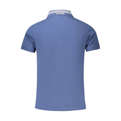 Tricou polo Guess Jeans albastru din bumbac
