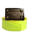 Dolce & Gabbana Yellow Green Classic Metal Logo Buckle Belt