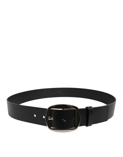 Dolce & Gabbana Black Leather Classic Metal Buckle Belt