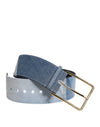 Dolce & Gabbana Two Tone Blue Denim Gold Metal Buckle Belt