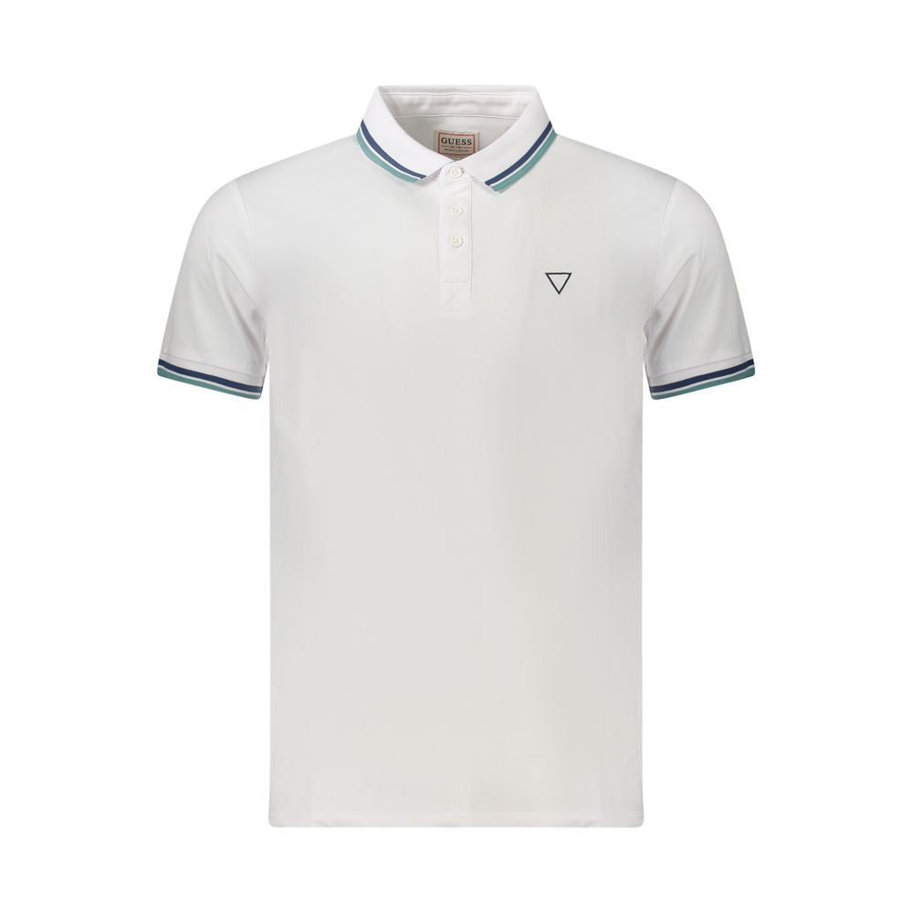 Tricou polo Guess Jeans alb din bumbac pentru bărbați