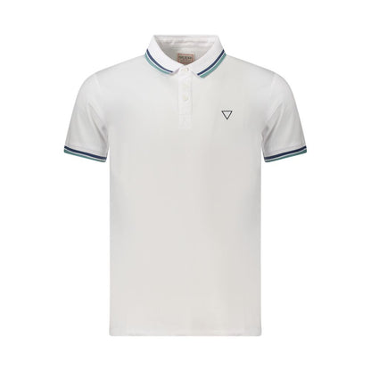 Tricou polo Guess Jeans alb din bumbac pentru bărbați