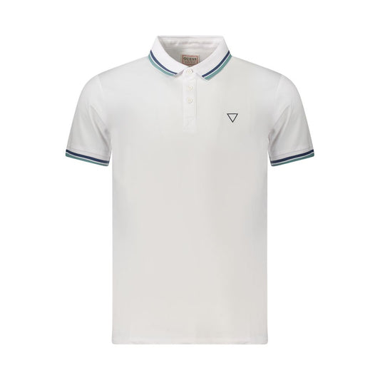 Tricou polo Guess Jeans alb din bumbac pentru bărbați