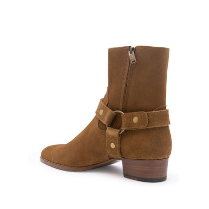 Saint Laurent Brown Calfskin Ankle Boots