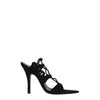 The Attico Black Leather Stiletto Heels Sandals