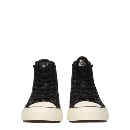 Valentino Garavani Brown Fabric High Top Sneakers