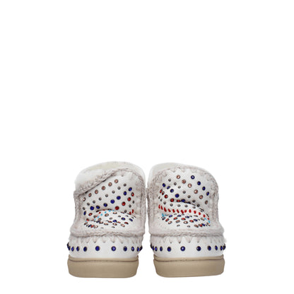 Mou White Leather Ankle Boots