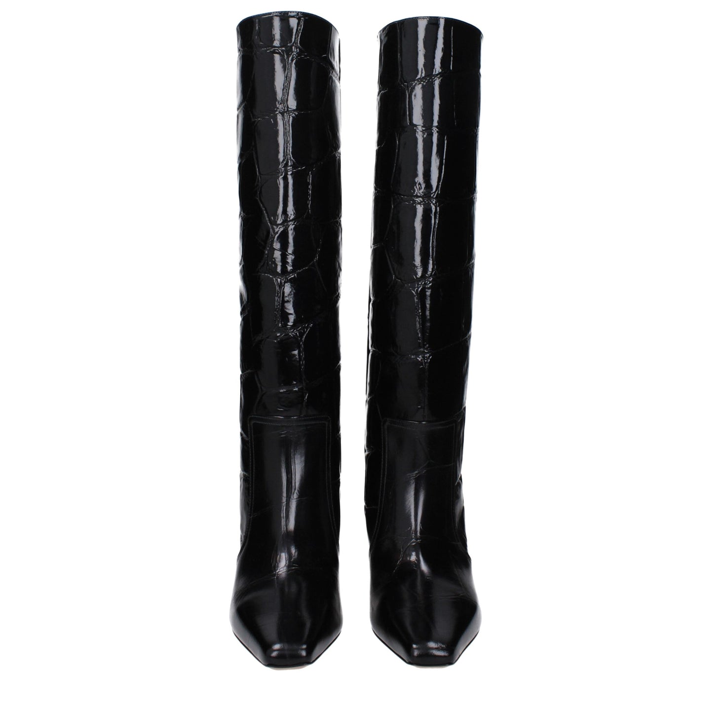 Paris Texas Black Leather High Heel Boots