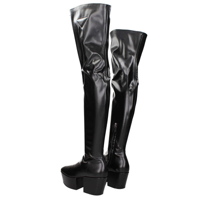 Prada Black Leather Over The Knee