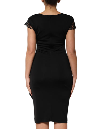 Roberto Cavalli Black Bodycon Short Sleeves Dress