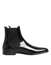 Dolce & Gabbana Black Chelsea Slip On Mid Calf Boots Shoes
