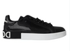 Dolce & Gabbana Black Calf Leather Portofino Sneakers Shoes