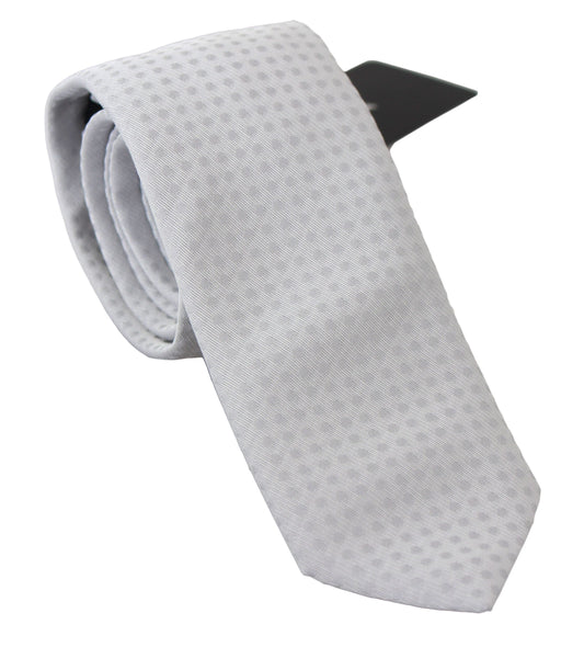 Dolce & Gabbana Elegant White Patterned Silk Blend Neck Tie